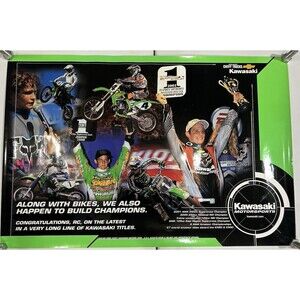 Vintage Rickey Carmicheal Team Kawasaki 2001 Dealership Poster 36"X24"